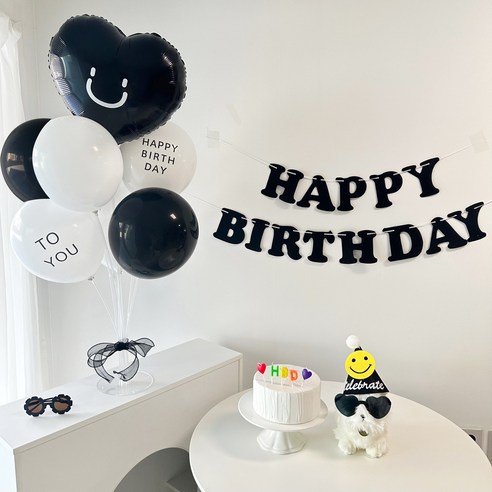 파티굿즈 하트풍선세트 남친 여친 생일파티세트 파티용품 생일풍선, 블랙하트세트
