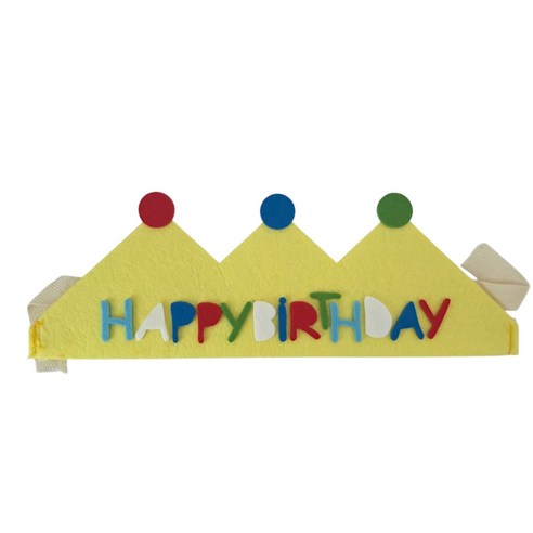 알록달록 펠트 생일파티 왕관 모자, 1개, 옐로우
