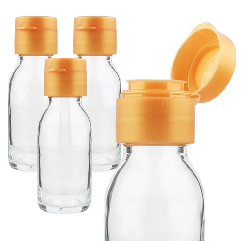 공병상회 OS미니소스60 투명 유리병 4P + 골드캡 세트, 60ml, 4개