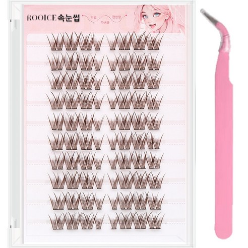 루이스 노글루 3D자연 가닥 속눈썹 대용량 아이래쉬 인조 속눈썹 집게 세트 2종컬러, 브라운, 1개