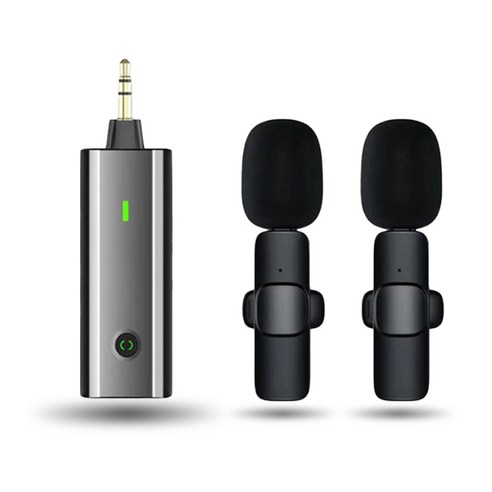 체리스팟 무선 마이크 카메라 스마트폰 앰프 스피커 3.5mm 촬영용 2대1 핀마이크, 1세트, 블랙