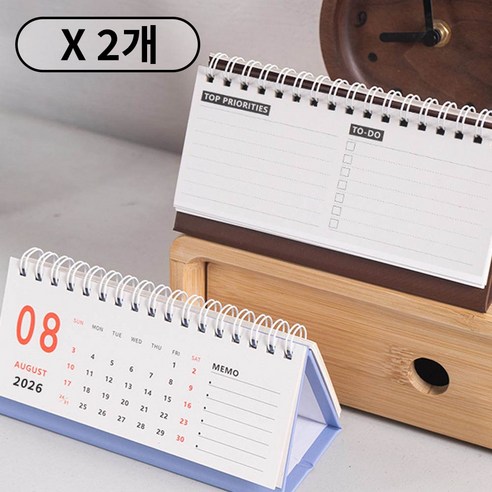 깔끔더하기 2026년 책상 미니 달력 스케줄정리 캘린더, 2개, 화이트