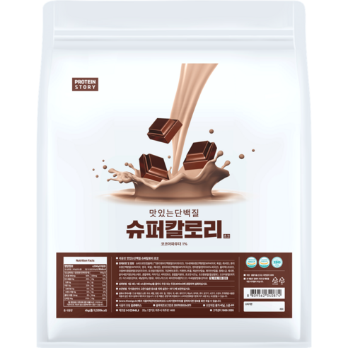 프로틴스토리 슈퍼칼로리 초코 살찌는 체중증가 게이너보충제, 4kg, 1개