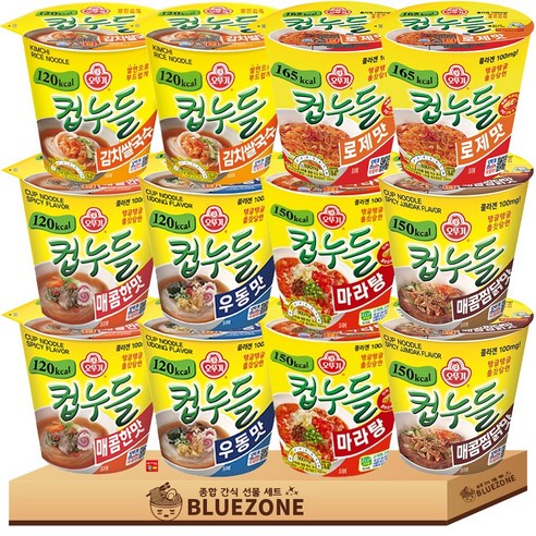 오뚜기 컵누들 6종 12개입 세트(매콤2+우동2+김치쌀국수2+마라탕2+매콤찜닭2+로제2)