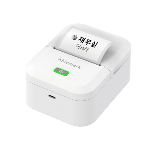 라벨프린터 스티커 라벨 프린터기 바코드 가격표 휴대용 감열식 라벨기 사무용 상점용 Ablemark M60, 1개, 라벨기 흰색+라벨지 하얀색 1롤 (50*30mm)