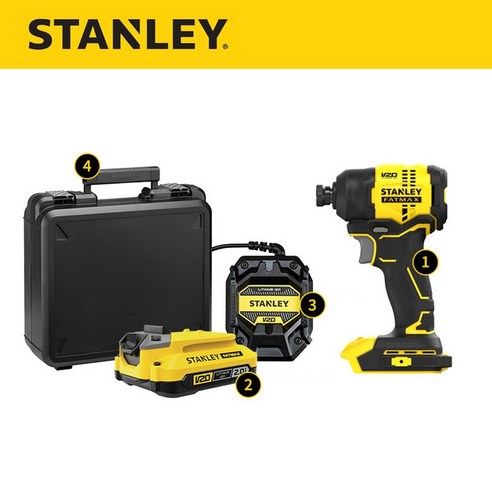 스탠리 충전 임팩드라이버 SBI811D1K 20V 2.0Ah 배터리 1개세트, DCF850N본체(벌크)