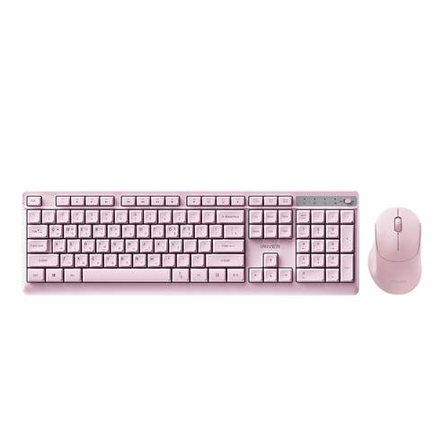 아이리버 항균처리 오피스 기어 생활방수 키스킨 저소음 무선키보드 + 무소음 마우스 세트, WS101, PINK, 일반형