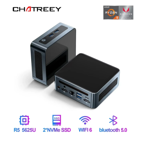 Chatreey 미니 PC AN2P R5 5625U 게이밍 데스크탑 NVME SSD WIFI6 2x