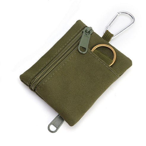 아웃도어 전술 파우치 밀리터리 캠핑 등산용 수납 카라비너 고리형, 국방색, 1개