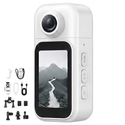 RUNHome 4k 초소형 액션캠 WiFi 바디캠 유튜브 오토바이 자전거, 화이트, 메모리 없음