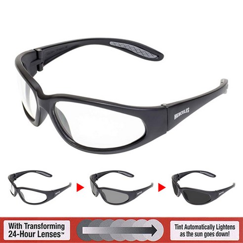 글로벌비전 헤라클래스 24 변색렌즈 세이프티 고글 바이크 고글 방풍 고글 GLOBAL VISION Hercules 24 Photochromic Clear to Smoke, 클리어 to 스모크, 1개