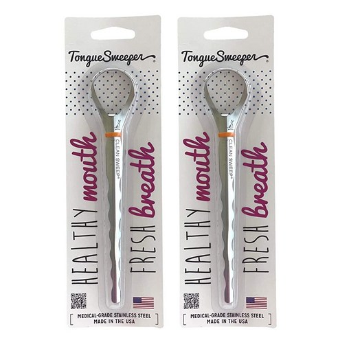 Tongue Sweeper Model T Sweep 의료 등급 스테인리스 스틸 혀 클리너 넓은 클리닝 헤드 구취 감소 및 맛 ...