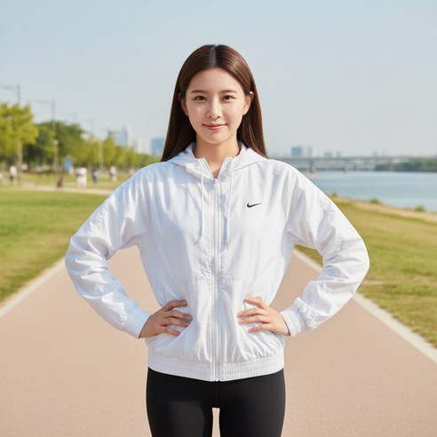나이키 여성 경량 나일론 방풍 후드 집업 바람막이 자켓