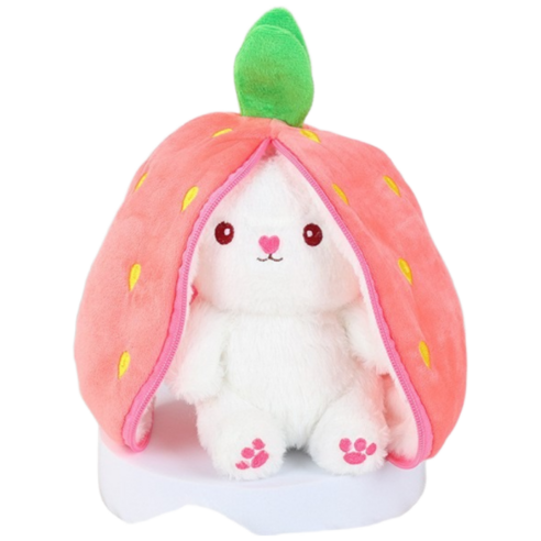 에이샤레 딸기 토끼 아기 변신 애착 인형, 1개, 핑크, 40cm