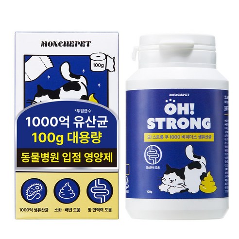 동물병원 입점 몽셰펫 고양이 생 유산균 영양제 대용량 100g, 1개, 장건강/유산균, 50회분