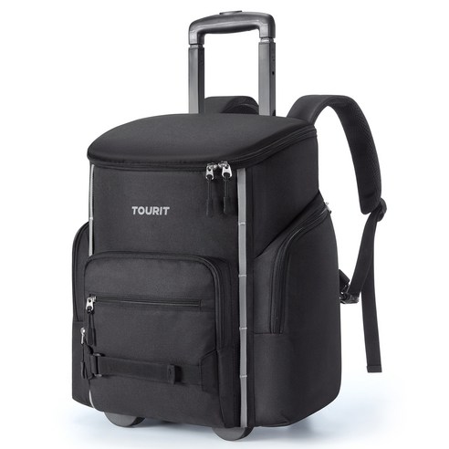 TOURIT 대용량 쿨러백 보온보냉 백팩 캠핑 아이스박스, 001블랙, 22L