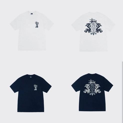 [매진 임박] 스투시 반팔 STUSSY DOUBLE DRAGON PIGMENT TEE [ 국내정품/BLACK WHITE/더블엑스라지보유 ] 스투시 더블 드래곤