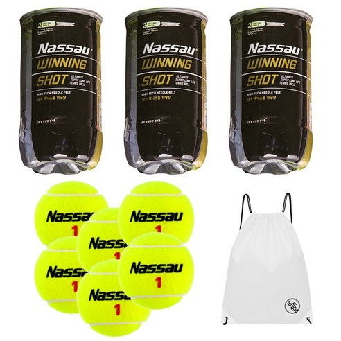 낫소 WNS TENNIS 선수용 시합공 2개입 3캔 + PGN짐쌕가방, 상세페이지참조, 6개