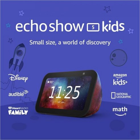 어린이를 위해 설계된 Amazon Echo Show 5 Kids 최신 모델 Alexa 얼리 액세스 자녀 보호 기능 포함 1년 Galaxy, Device only, 은하, 은하
