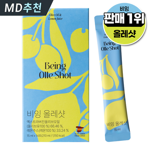 비잉 2세대 올레샷 유기농 엑스트라버진 올리브유 레몬즙 올인원 스틱, 1박스, 210ml