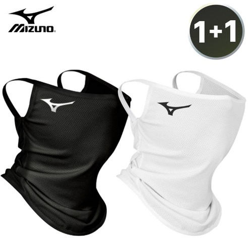 미즈노 정품 UV 웨이브 자외선차단 남성용 쿨링 마스크, 블랙+화이트, 1개