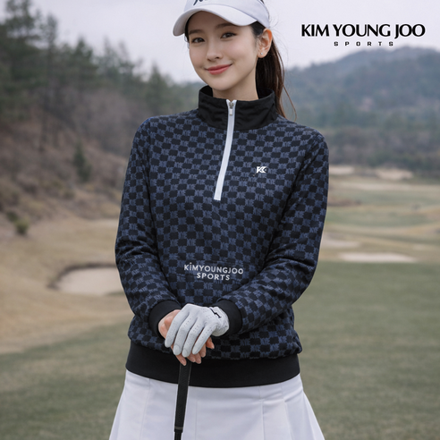 김영주스포츠 여성 라운딩 아노락 반집업 긴팔 바람막이 티셔츠