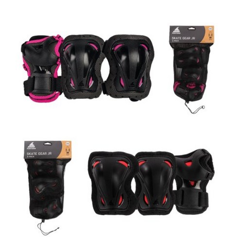 롤러블레이드 SKATE GEAR 3 PACK 아동용 보호대 인라인 킥보드 자전거, 1개, 블랙/그레이