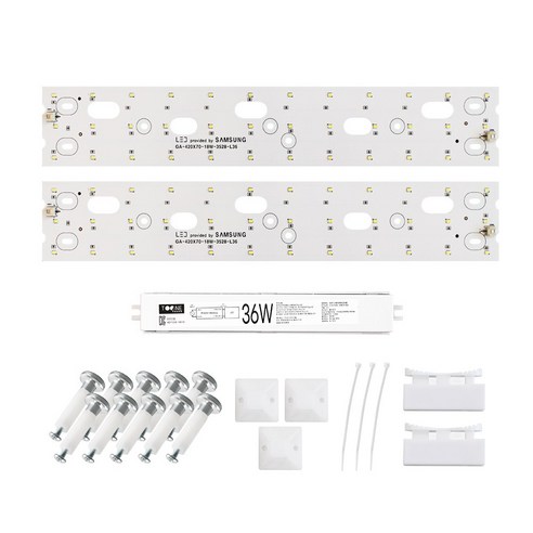 투원라이팅 가정용 삼성 칩 LED 조명 모듈 등 교체 세트 주방등 욕실등 420x70mm 2장 36W, 주광색, 1개, 보급형/SA등급(3528칩)