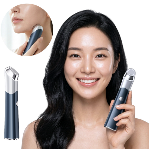 갈바닉 얼굴 마사지기 EMS 미세전류 LED 온열 6모드 음파진동 피부관리기 이온도입, 그레이 블루, DY-02