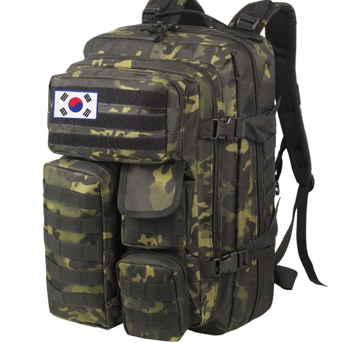 60L 초대용량 초경량 방수 군용 백팩 +태극기 옥스포드 원단 소재 여행 운동 하이킹 캠핑 등 다양한 상황에 적합하며 남녀 공용입니다.