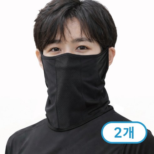 이로온 숨쉬기편한 자외선차단 스포츠 쿨 마스크, 블랙+블랙, 2개