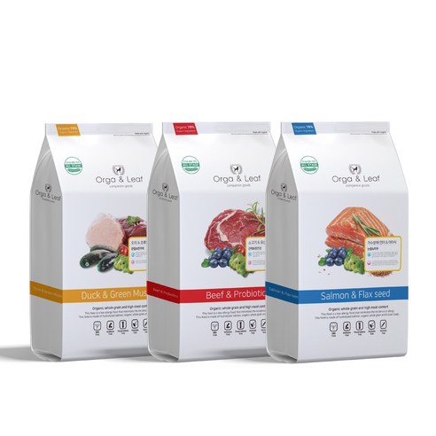 오가앤리프 유기농 가수분해 연어&아마씨 피부 눈물 관절 알러지 강아지 사료 이미지 3