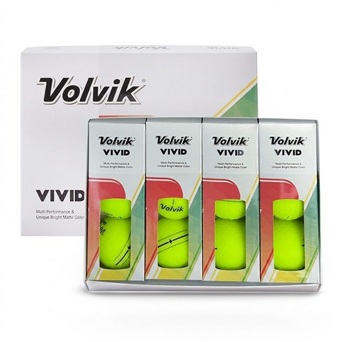 볼빅 시그니처 무광 VIVID Focus Line 골프공 3피스 18.5 x 14.5 x 4.5 cm, 그린, 4개, 3개입