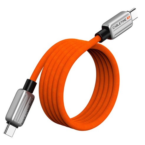 케이블타임 마그네틱 240W PD3.1 C to C타입 고속충전케이블, 1개, 오렌지, 2m
