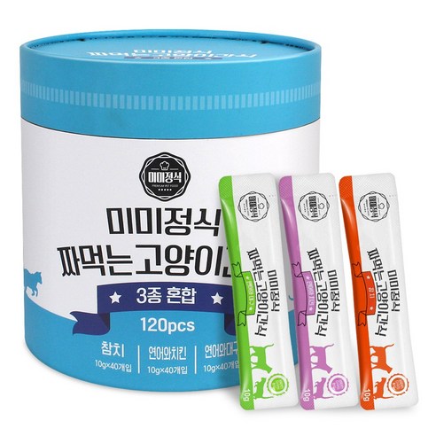 미미정식 짜먹는 고양이간식, 120개, 10g, 블루