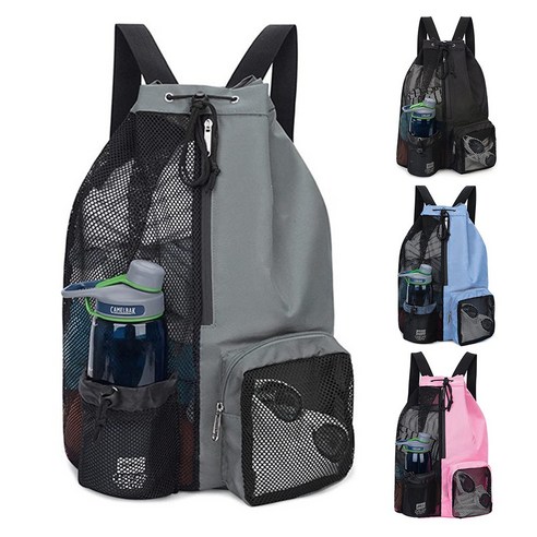 헤이븐 메쉬 비치백 수영백팩 워터파크 물놀이가방, 그레이, 1개