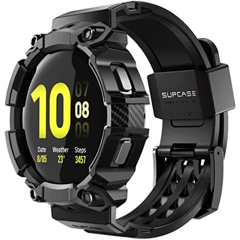 SUPCASE 섭케이스 갤럭시 워치4/5/6 44mm 러기드 일체형 스트랩, 블랙
