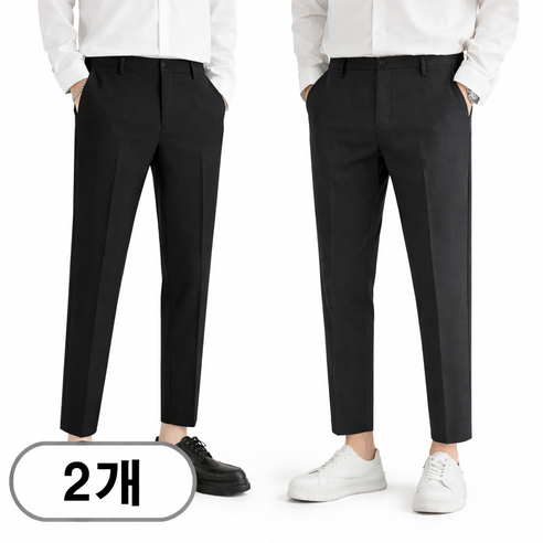 차쿠 1+1(2세트) 남성 9부 정장바지 스판바지 비즈니스 팬츠 출퇴근 회사 바지 캐주얼 바지 빅사이즈