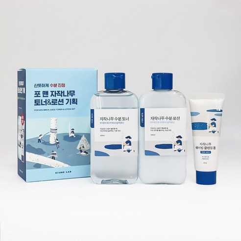 라운드랩 포 맨 자작나무 토너/로션 2종세트 (+클렌저40ml 증정), 1개, 200ml