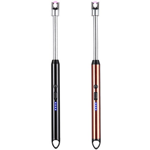 1+1 플라즈마 전기 점화기 롱 usb 충전식 스파크 주방 불 점화 전자 라이터 프라즈마 전자식 토치 라이타 캠핑 용품, R99581B(블랙+로즈, 1세트