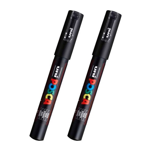 유니볼 유니 포스카 마카 PC-1M 검정 블랙 2개입 (매우 얇은글씨용), 1세트, 1개