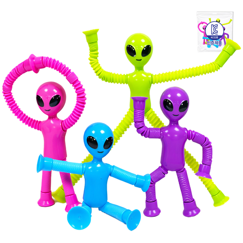 로앤제이 KC인증 LED 줄줄이 변신 4종 팝튜브 쭉쭉이 기린 외계인 로봇 여우 스트레스해소, LED/외계인/4종, 1개