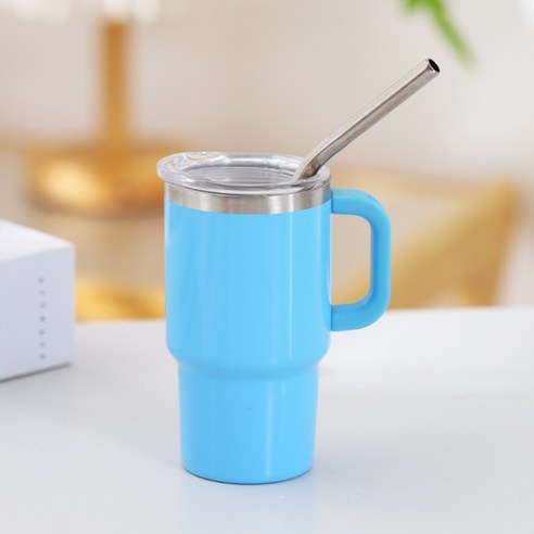 레디박스 캠핑용 감성 손잡이 스텐 소주잔 미니 휴대용 텀블러, 블루, 1개, 90ml