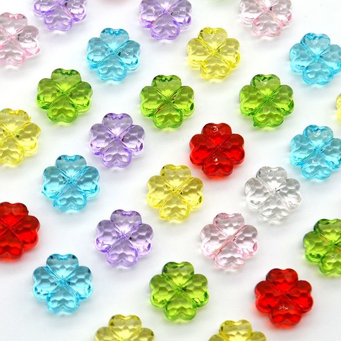 (100p) 13mm 네잎클로버 비즈, 혼합, 100개