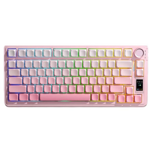 AULA S75 프로 RGB 80키 3모드 유무선 커스텀 기계식 키보드, 제조사축, 세이야축, 파우더 핑크