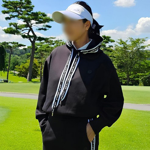 그레힙 여성 골프 티셔츠 고급 네오플랜 레터링 리본 후드 긴팔 맨투맨 가을