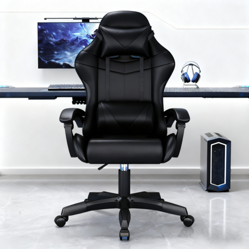 발받침 포함 각도 조절 가능 게이밍의자 회전 컴포트 컴퓨터 의자 승강 가능한 사무실 의자