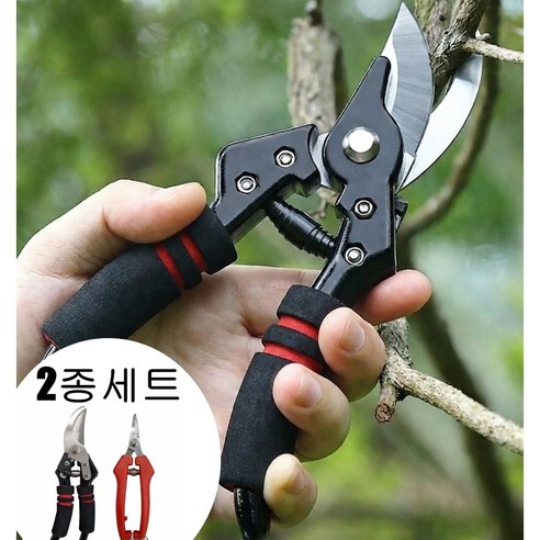 철물팜 고강도 가지치기 전지가위 2종세트 원예 나무, 1개