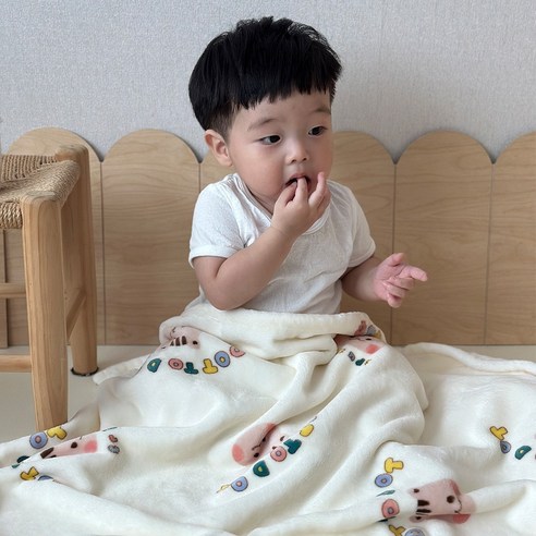 돗투돗 코지 밍크 극세사 아기 블랭킷 겨울 담요, 돗람이(아이보리)