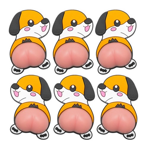 우람상점 3D 실리콘 엉덩이 문콕방지 차량용 스티커, 시바6입, 1개